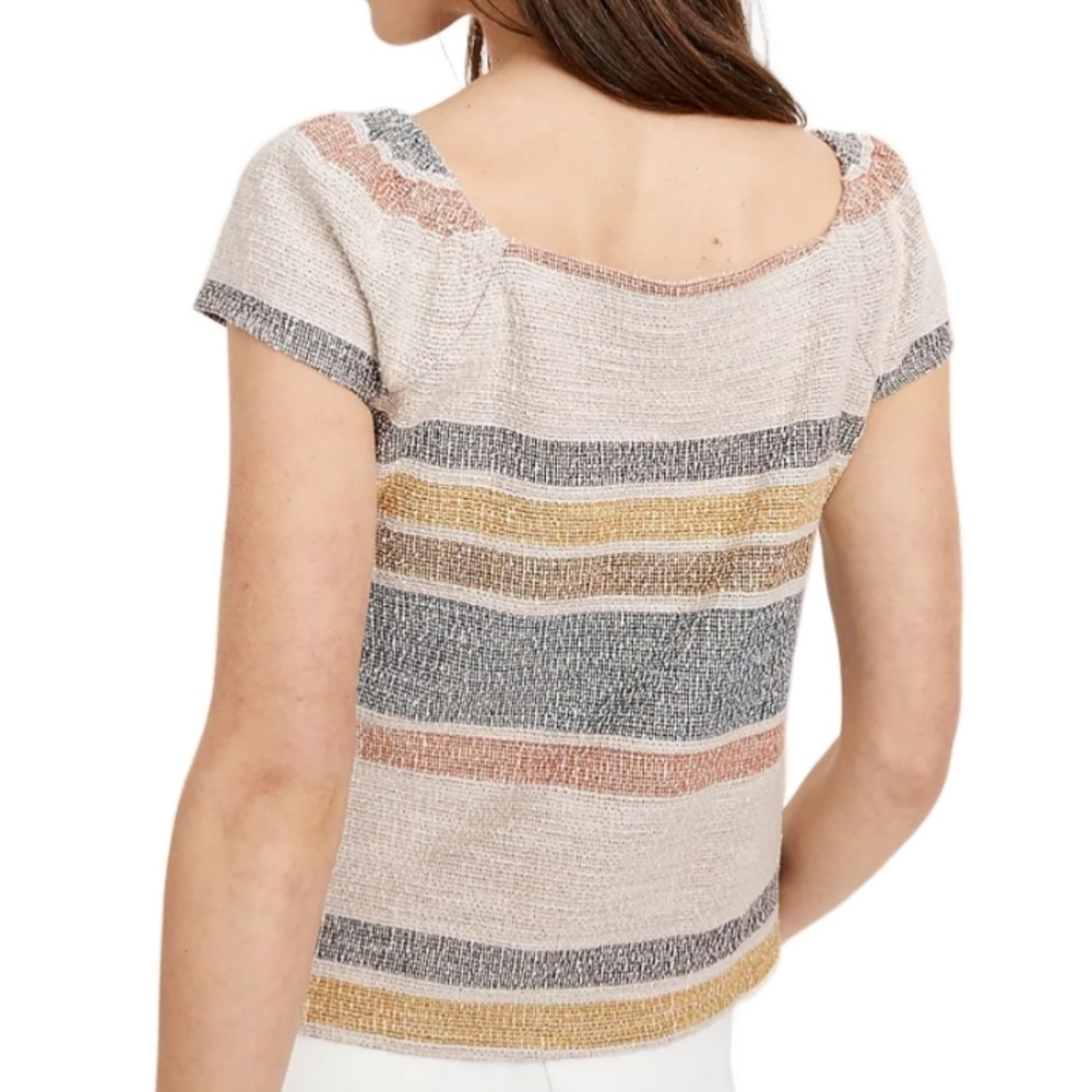 Madewell Texture & Thread Striped Button Front Top - Picture 2 of 8